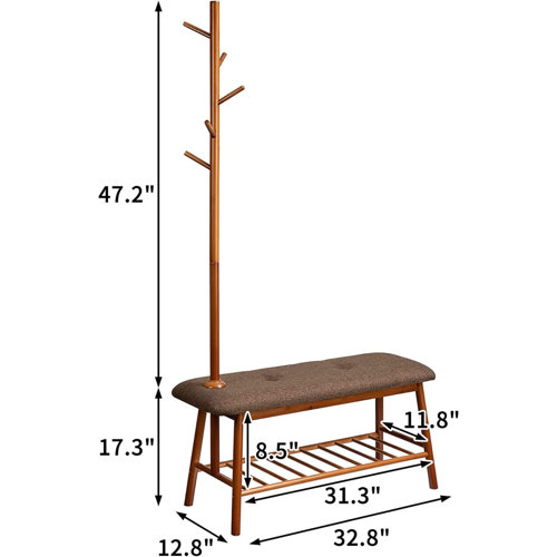 Corrigan Studio® Khristal Bamboo Solid Wood Hall Tree with Bench and
